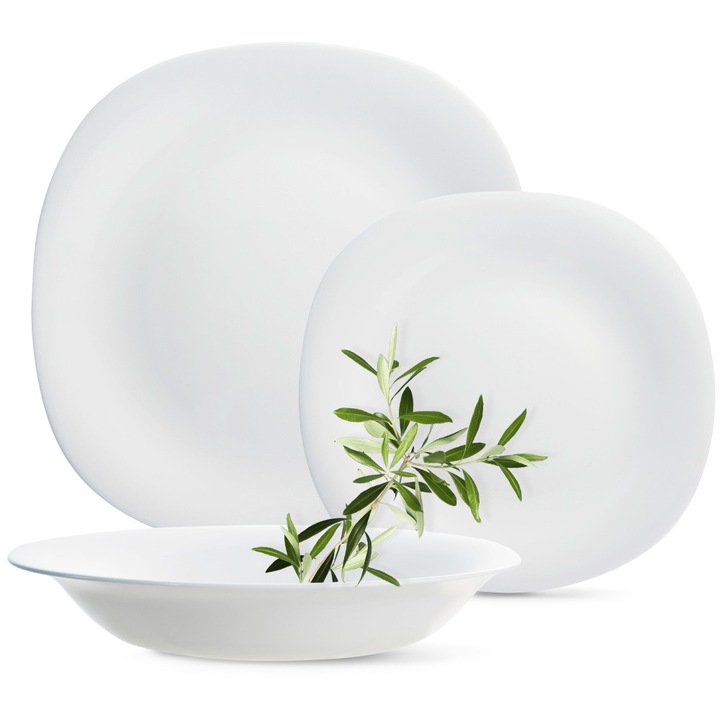 Serviciu cina 36 elemente pentru 12 persoane MG Home Pavia set farfurii, farfurii albe
