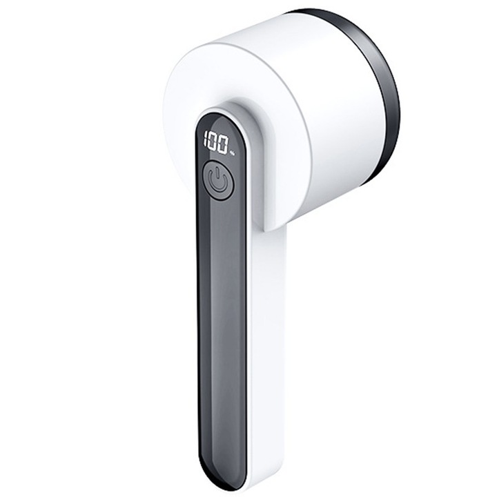 Aparat Pentru Curatat Scame, Par Si Praf, By Fitilomania, Trimmer pentru Diferite Tipuri De Material, Cu Lame Din Otel Inoxidabil, Maner Ergonomic, Incarcare Prin USB, Alb