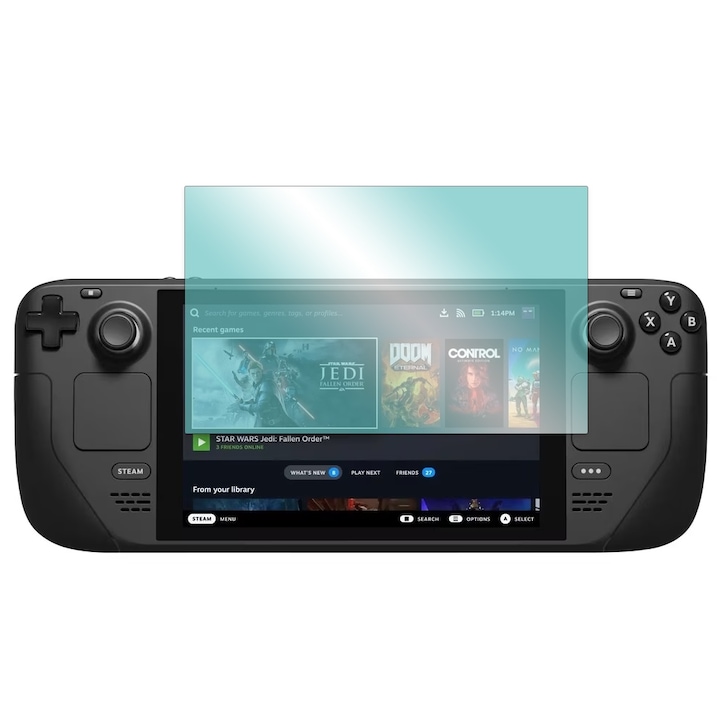 Regeneratív hidrogél képernyővédő fólia Steam Deckhez, OPTIM SOLUTION, Rugalmas hidrokristály, Regeneratív szilikon játékkonzolhoz, Láthatatlan védelem, Karcolásgátló, Könnyű telepítés, Ütéscsillapító, Átlátszó