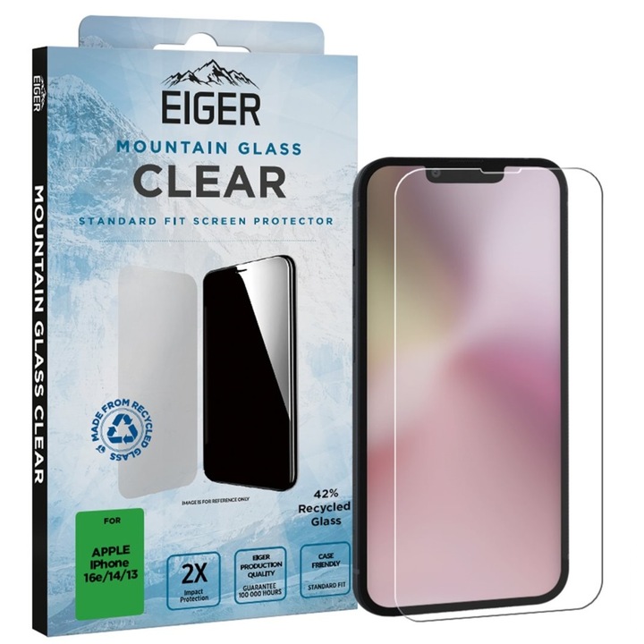 iPhone 16e / iPhone 14 / iPhone 13 / iPhone 13 Pro Clear kompatibilis Eiger Mountain Glass képernyővédő fólia