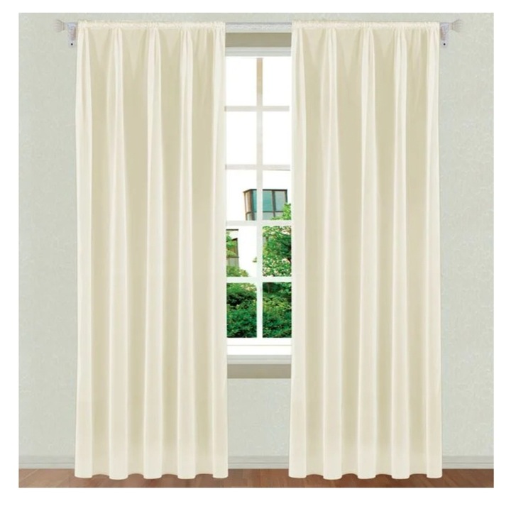 Set doua perdele decorative, cu rejansa, ecru, 140x250cm