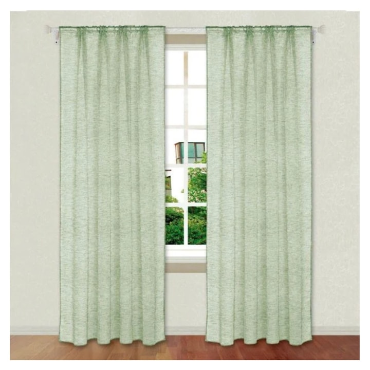 Perdea decorativa, cu banda, poliester, verde menta, 140x260cm