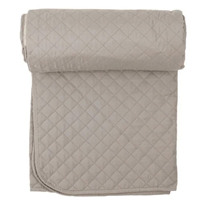 Cuvertura pentru pat dublu, cu doua fete, model in carouri, 220x240cm, maro