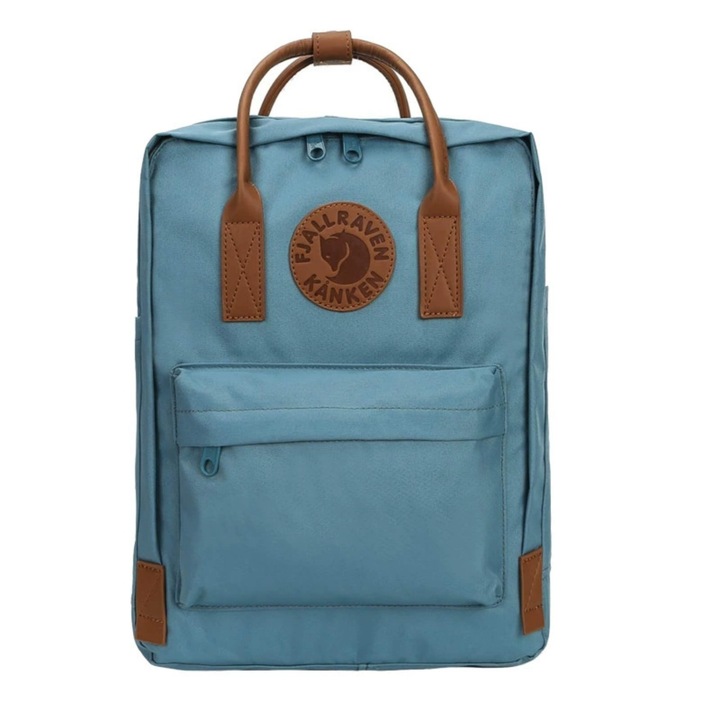 Fjallraven Kanken 2nd Generation hátizsák, unisex hátizsák számítógépes táska utazótáska diáktáska, 38 cm x 27 cm x 13 cm - szürke-kék/barna