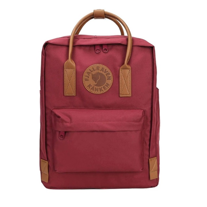 Раница Fjallraven Kanken II, елегантен цветен блок дизайн, виненочервено/кафяво, 38 x 27 x 13 см