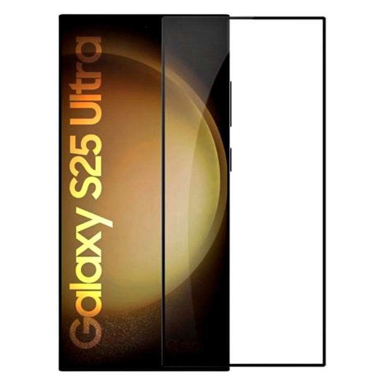 Folie din sticla securizata 9H, compatibila cu Samsung Galaxy S25 Ultra, Full Glue, Case Friendly, Margine Neagra, Atlas