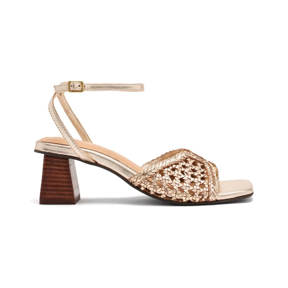 Gioseppo, Sandale din piele cu toc masiv Burnside, Auriu, 38