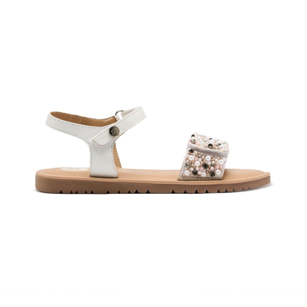 Gioseppo, Sandale din piele cu margele Bozrah, Alb, 29 EU