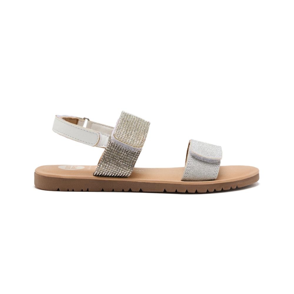 Gioseppo, Sandale din piele cu inchidere velcro si decorate cu strasuri, Argintiu, 30 EU