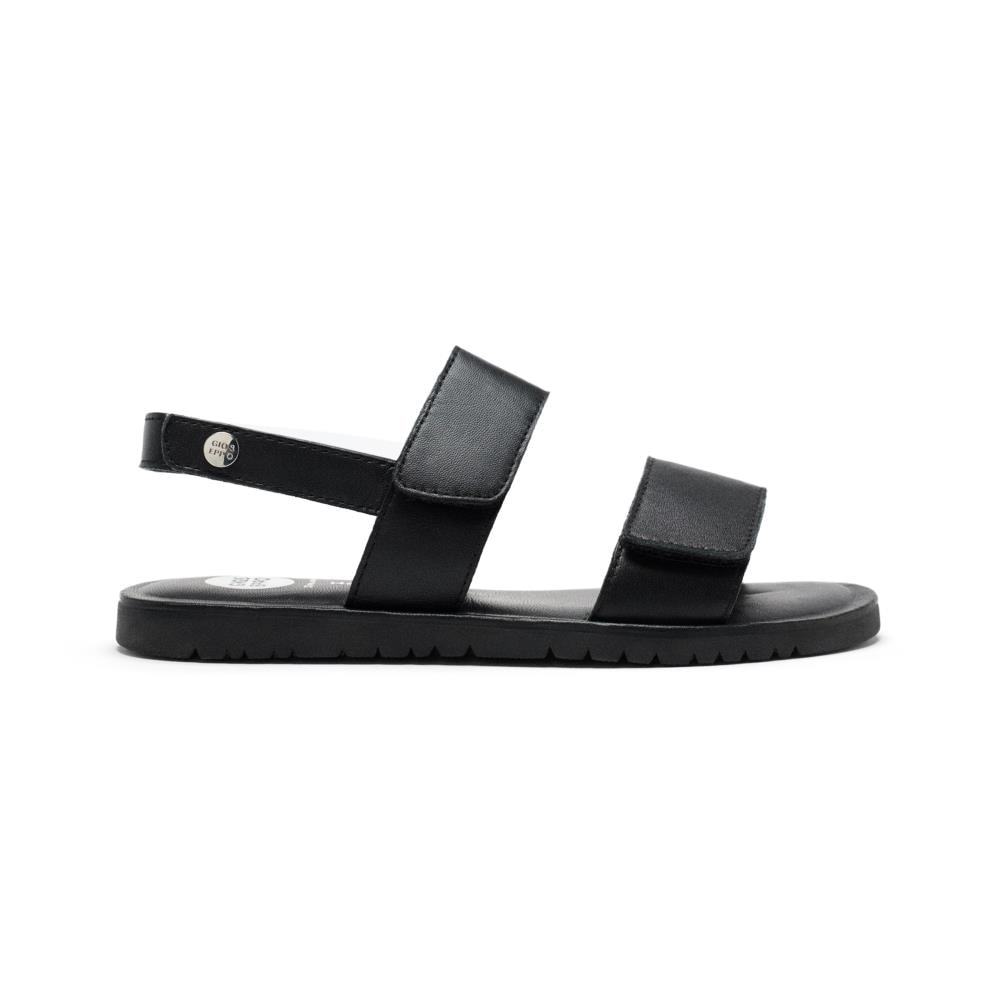 Gioseppo, Sandale din piele cu talpa joasa si inchidere velcro, Negru, 35 EU