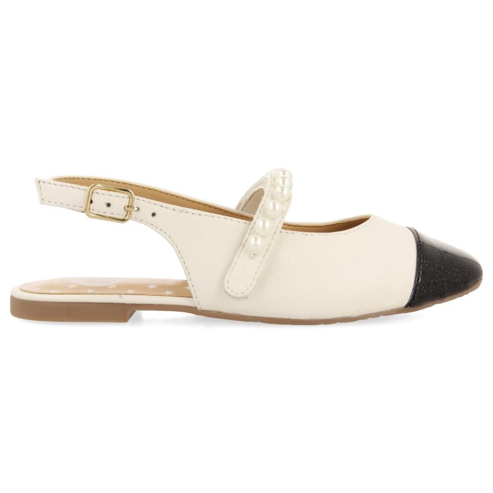 Gioseppo, Balerini din piele si piele ecologica decorati cu margele, Alb, 36 EU