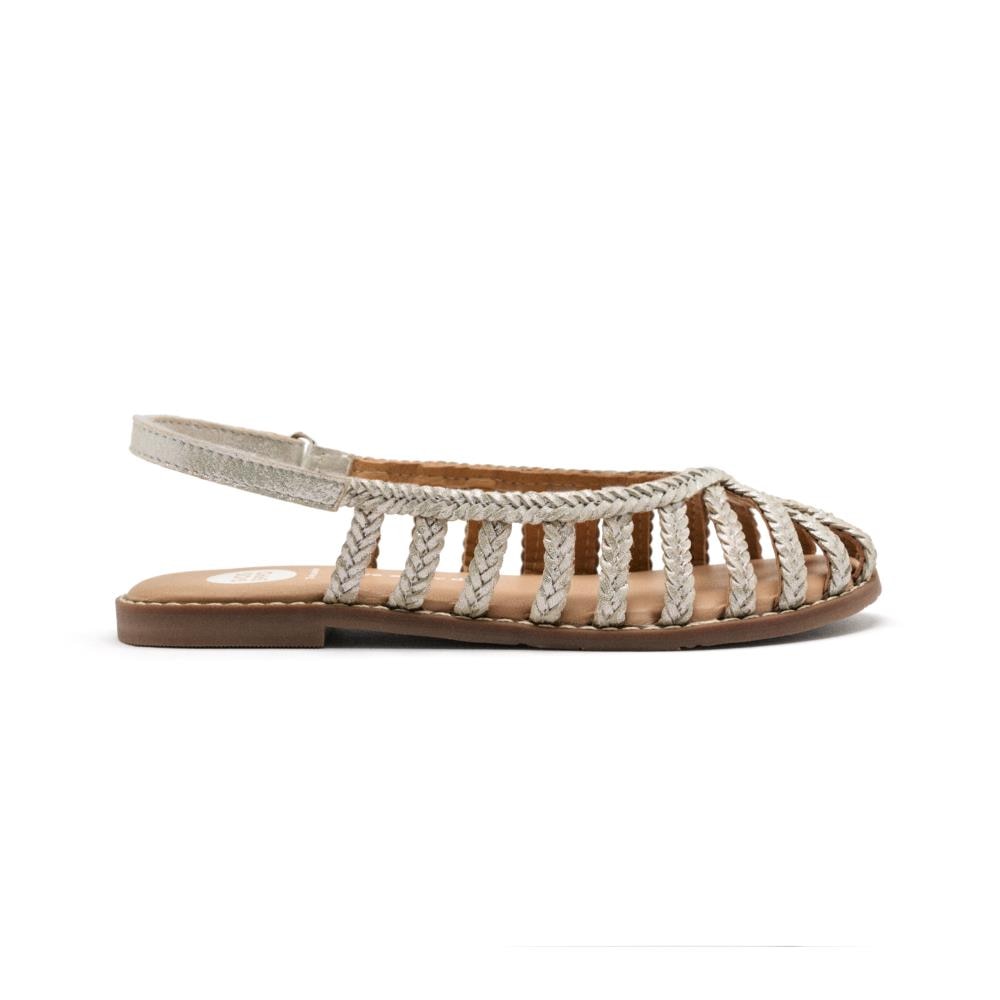 Gioseppo, Sandale din piele cu talpa plata, Argintiu, 32 EU