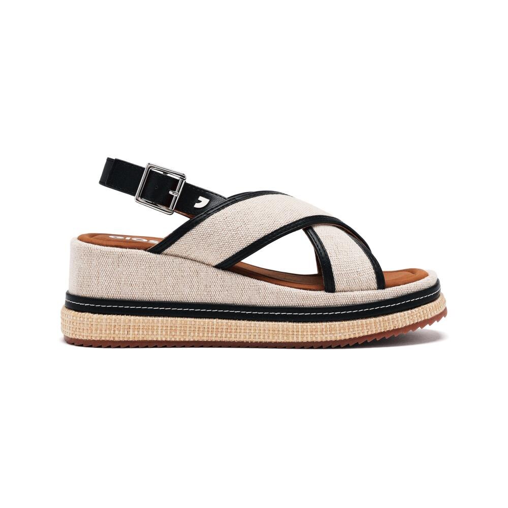 Gioseppo, Sandale din material textil cu talpa demi-wedge, Negru, 37