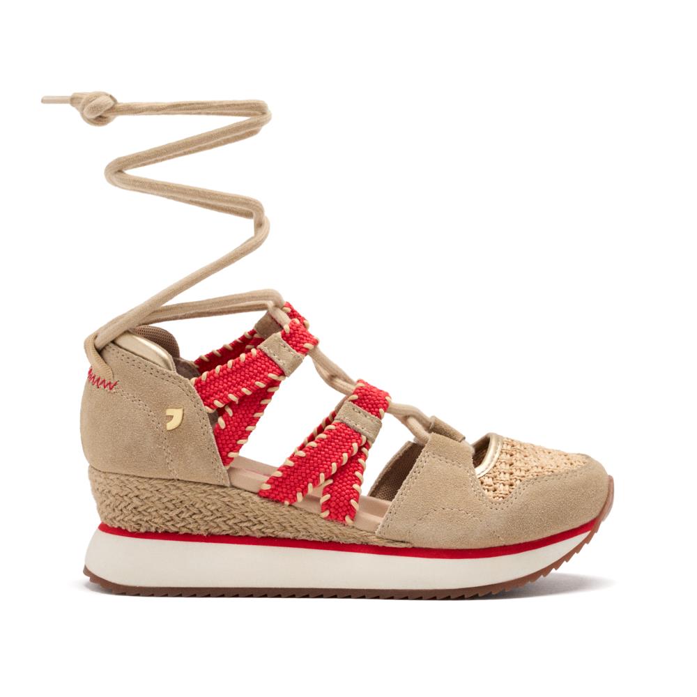 Gioseppo, Sandale din piele intoarsa cu talpa demi-wedge, Bej, 38