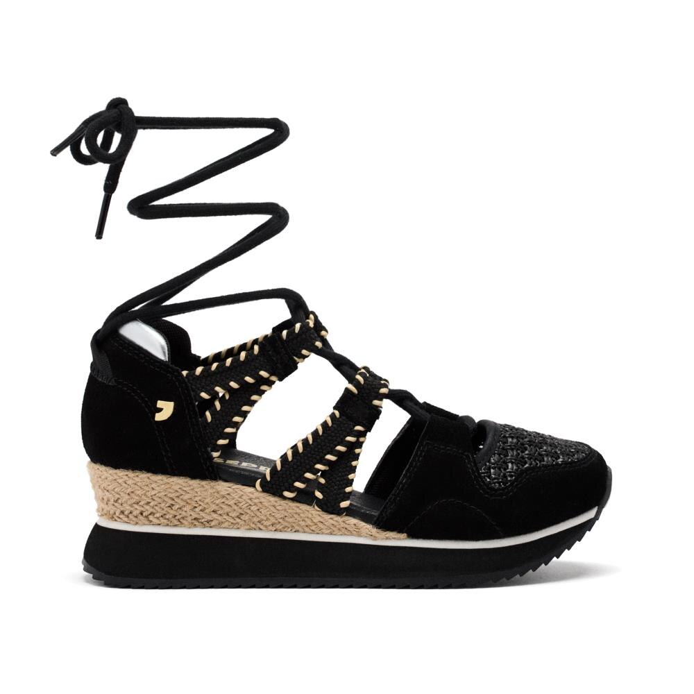 Gioseppo, Sandale din piele intoarsa cu talpa demi-wedge, Negru, 36