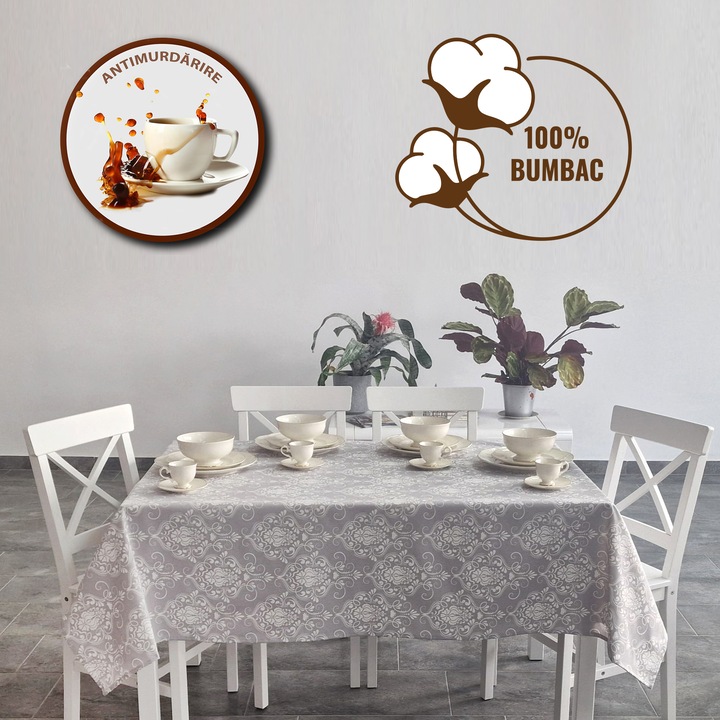 Kosztalanító terítő 100% Pamut 140x180 cm, Elegáns fehér-szürke FMA115