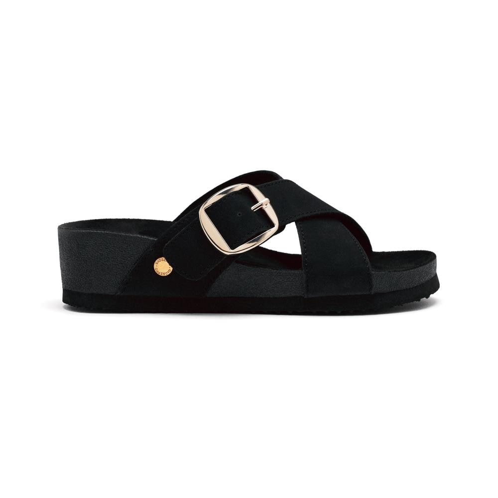 Gioseppo, Papuci cu talpa wedge si barete incrucisate Winn, Negru, 36