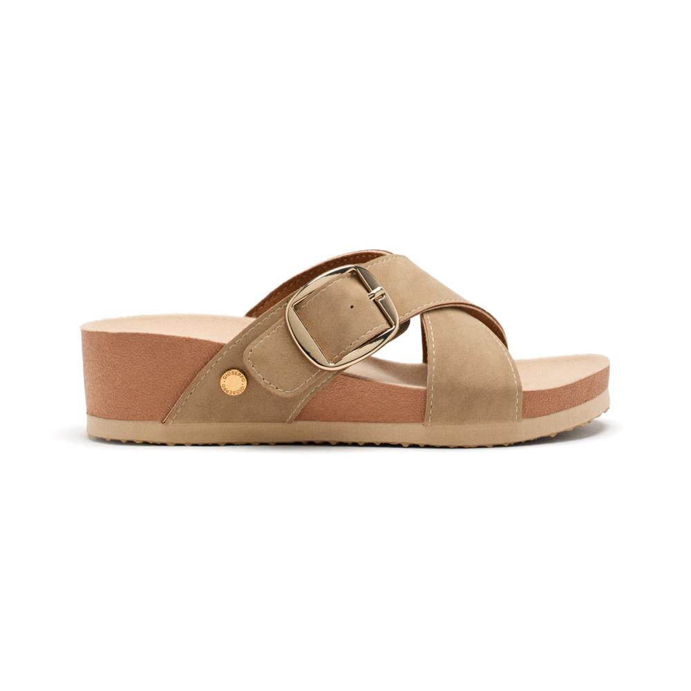 Gioseppo, Papuci cu talpa wedge si barete incrucisate Winn, Maro taupe, 38
