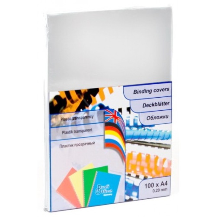 Прозрачни корици за подвързване ProfiOffice, А4, 200 мкм, 100 листа пакет