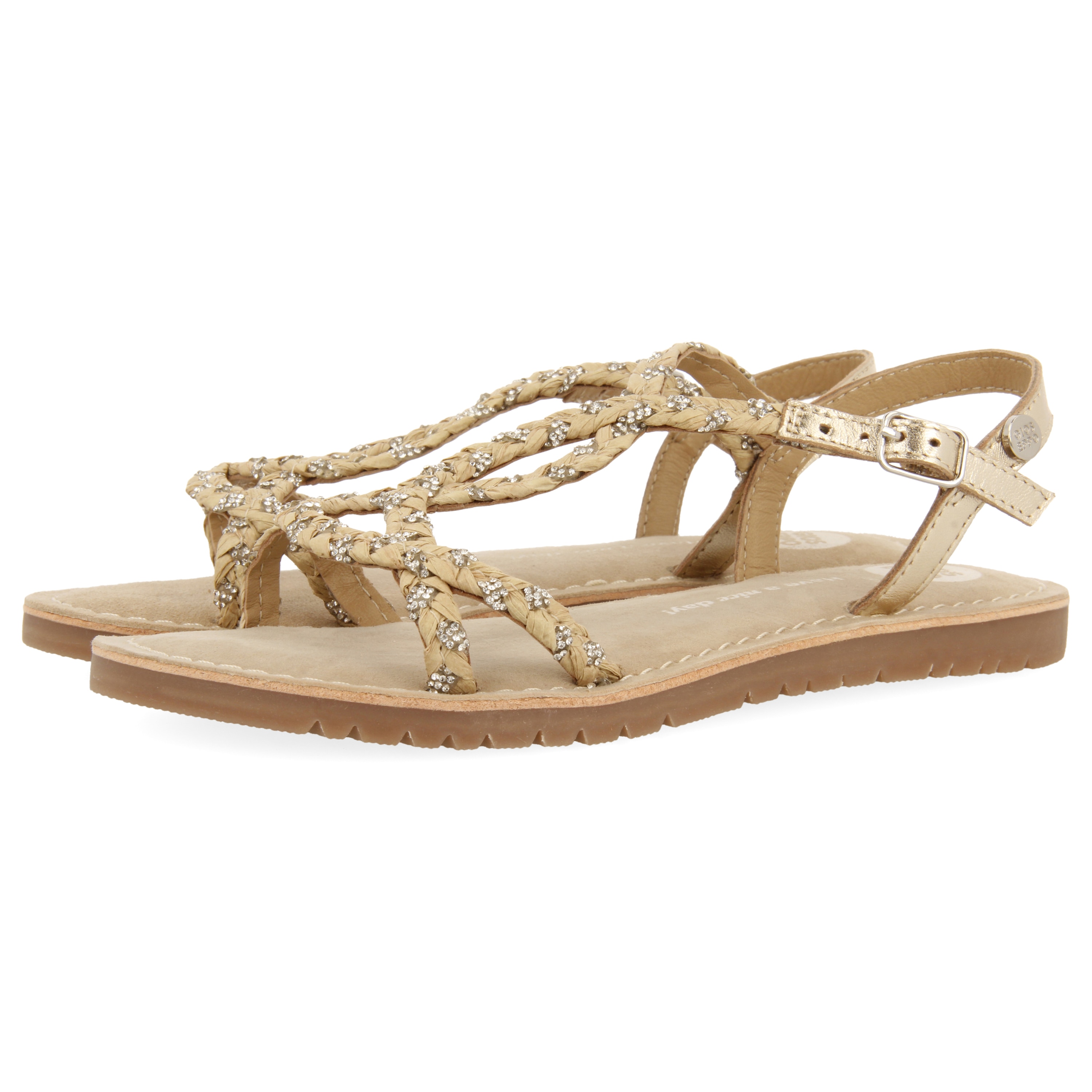 Gioseppo, Sandale din piele cu strasuri, Maro taupe, 33 EU