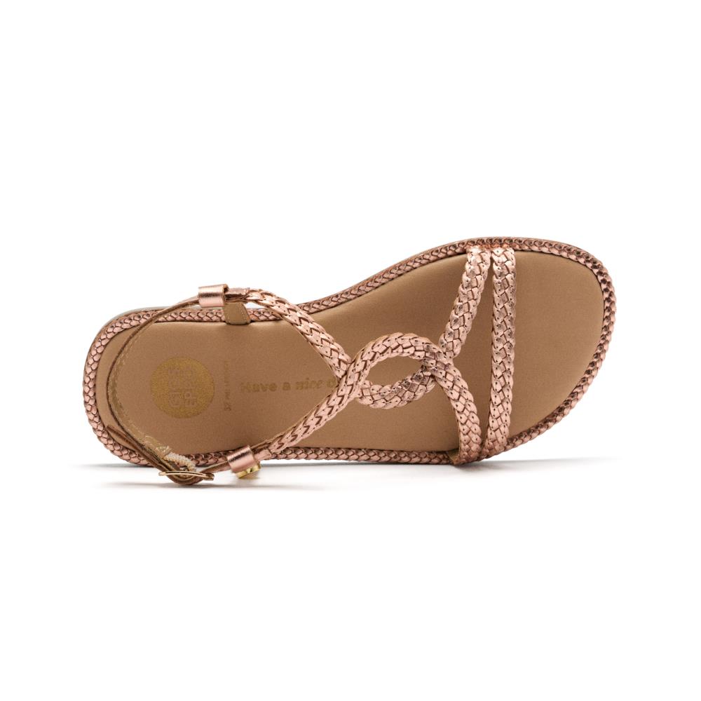 Gioseppo. Sandale din piele cu barete impletite Suffield, Auriu rose, 37 EU