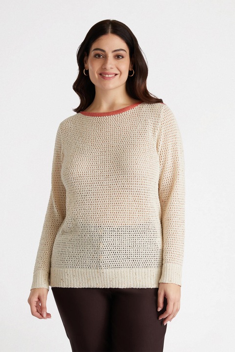 FIORELLA RUBINO, Pulover cu decolteu rotund, Maro inchis, XL
