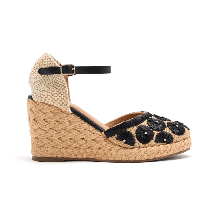 Gioseppo, Скосени еспадрили със сплетен дизайн с кожа, Черен