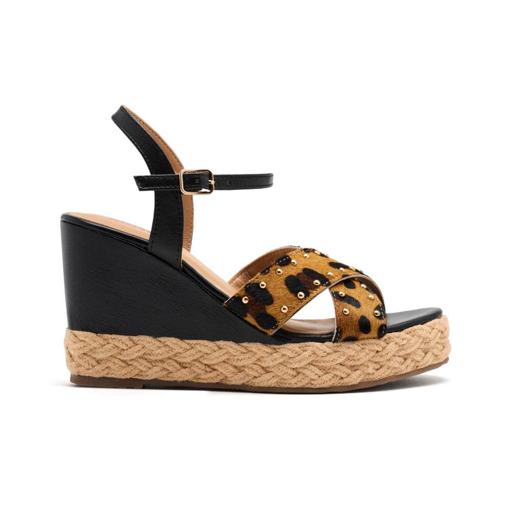 Gioseppo, Sandale din piele cu par scurt si talpa wedge, Maro inchis, Maro nisip, 39