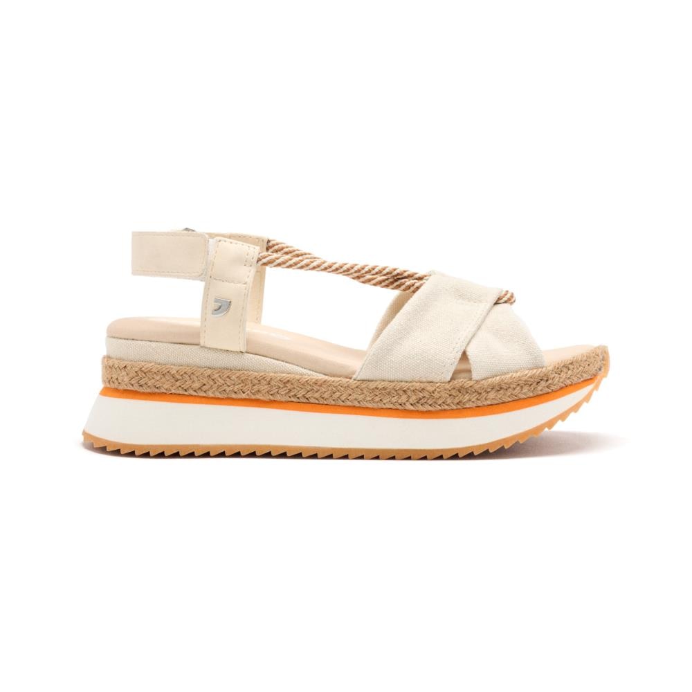 Gioseppo, Sandale din panza cu talpa wedge, Bej, 36
