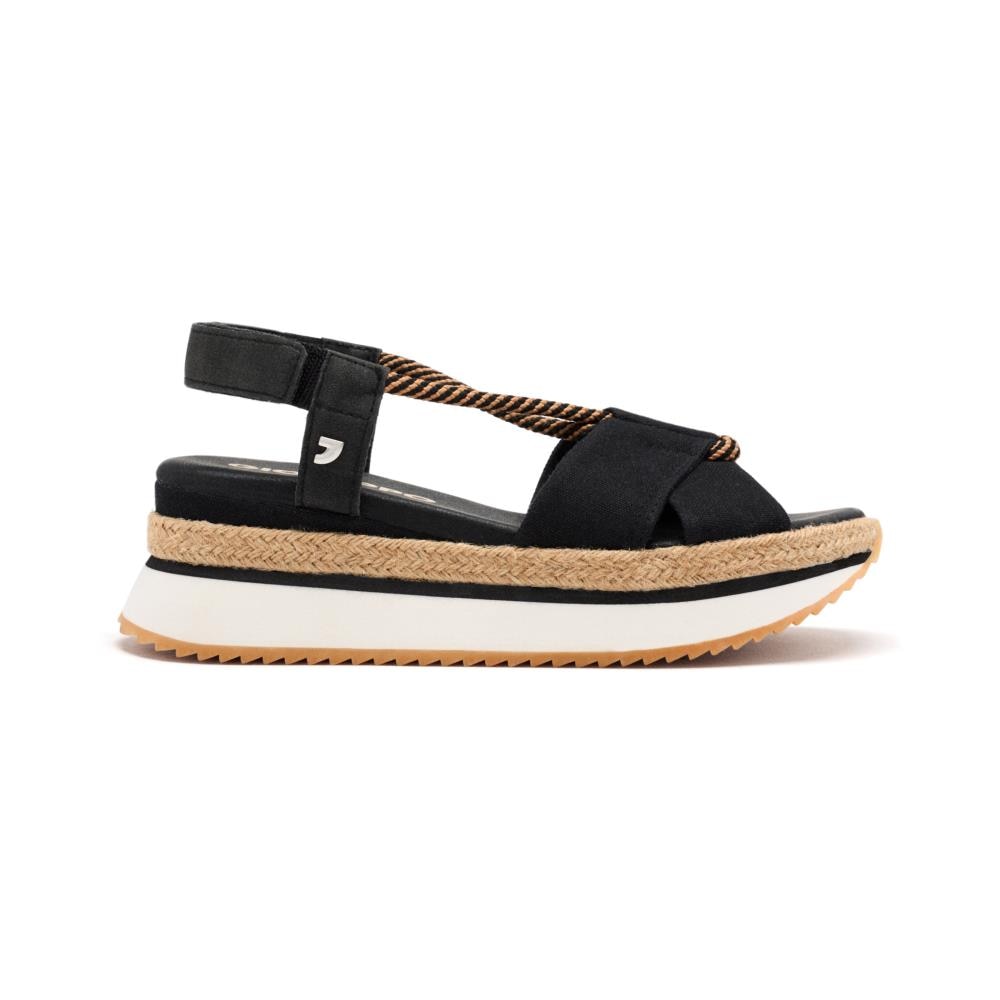 Gioseppo, Sandale din panza cu talpa wedge, Negru, 36