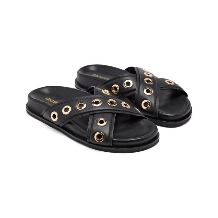 Gioseppo, Papuci din piele Hiles, Negru