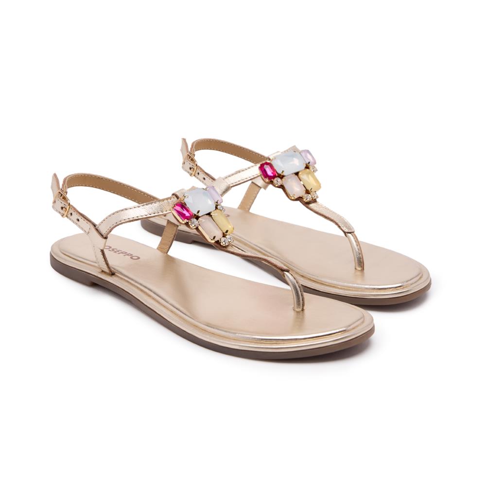 Gioseppo, Sandale din piele cu varf rotund, Auriu, 39