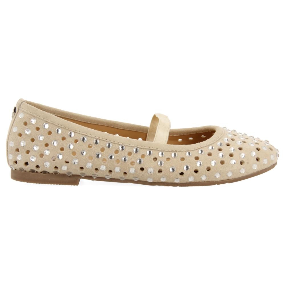 Gioseppo, Balerini Mary-Jane cu aspect cu perforatii si strasuri, Bej, 26 EU