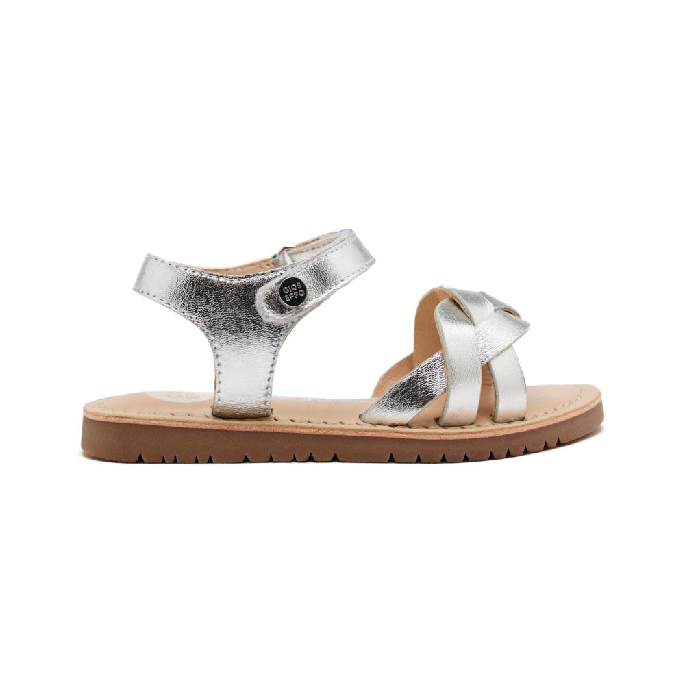 Gioseppo, Sandale din piele cu inchidere velcro, Argintiu, 28 EU