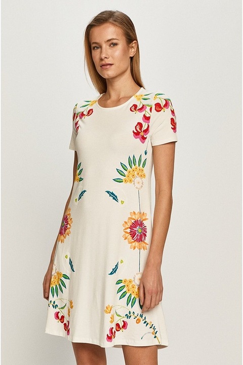 Rochie din viscoza cu imprimeu floral Dallas, Alb, XXL