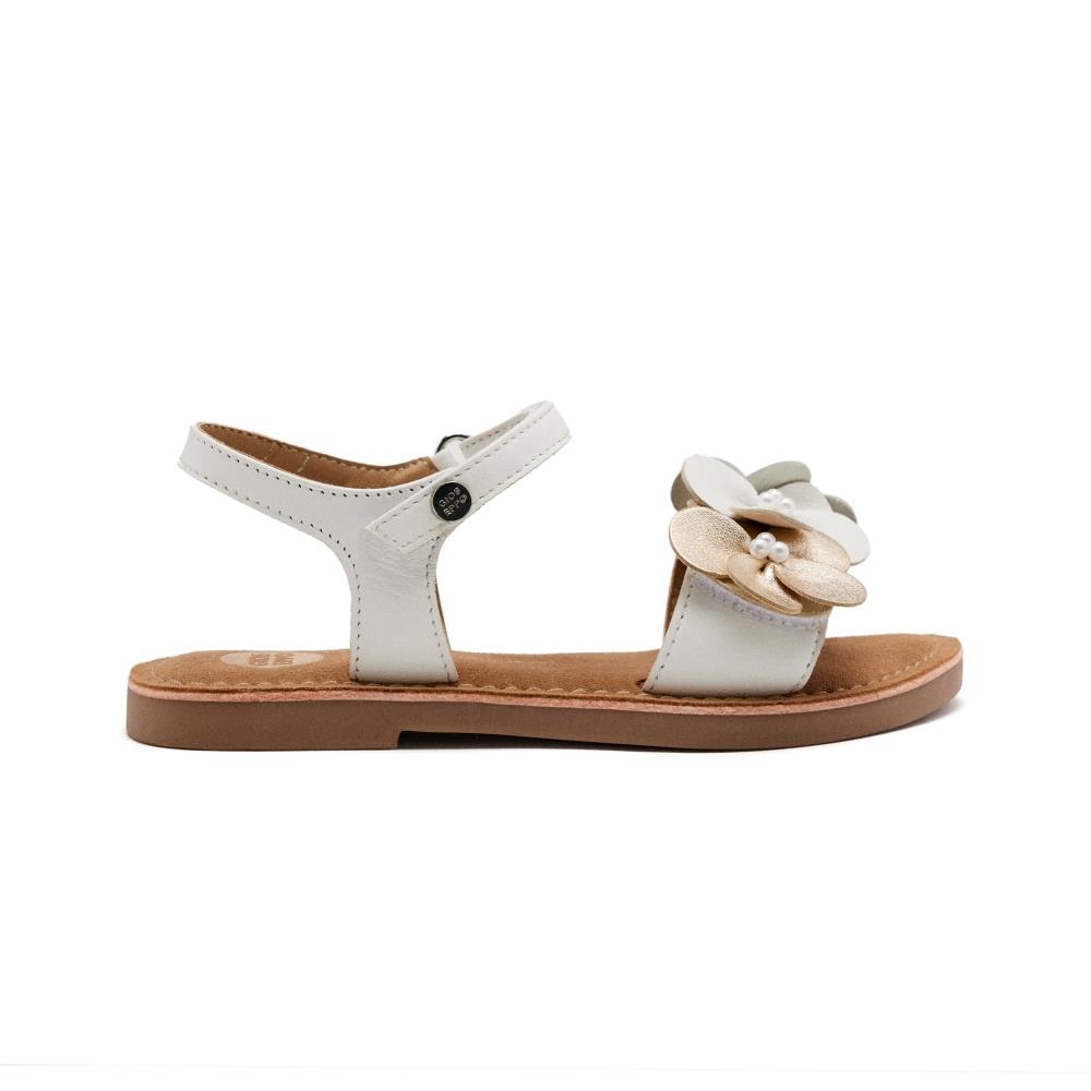 Gioseppo, Sandale din piele cu aplicatii cu model floral, Alb, 38 EU