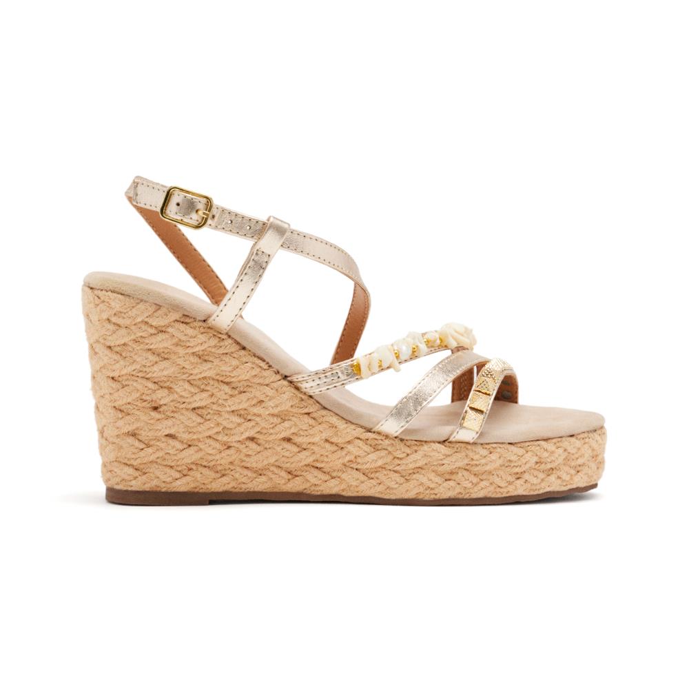 Gioseppo, Sandale din piele cu talpa wedge Zola, Auriu, 41