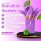 Set Premium Ustensile de Bucatarie pentru Gatit, 12 Piese din Silicon cu Manere din Lemn Bambus Ergonomice, Durabile, Sigur pentru Alimente, Rezistente la Temperaturi Inalte, Usor de Curatat si Organizat, Indigo