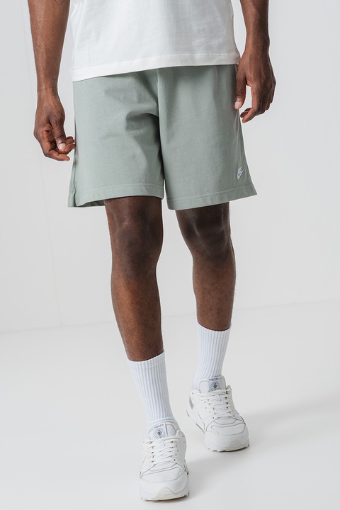 Nike, Bermude cu snur in talie Club, Verde sparanghel