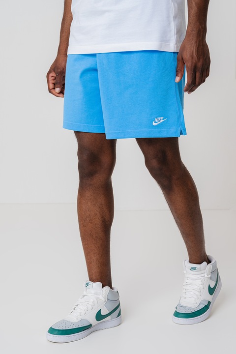 Nike, Bermude cu snur in talie Club, Albastru deschis