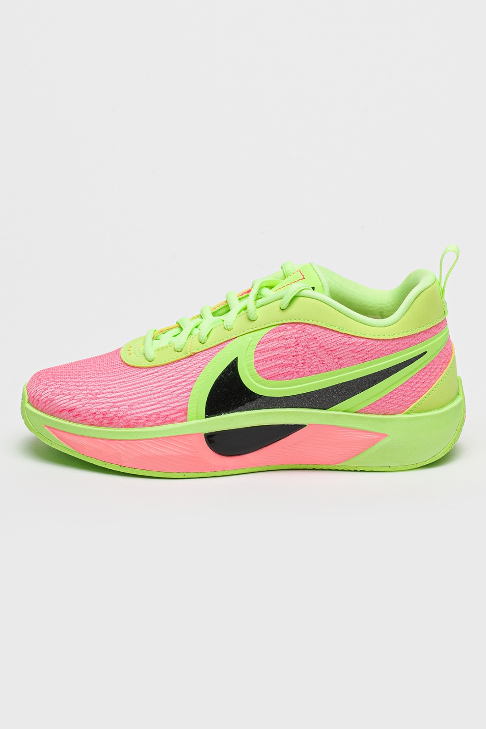 Nike, Pantofi cu logo supradimensionat, pentru baschet Giannis Freak 6, Roz, Verde lime, 36.5 EU