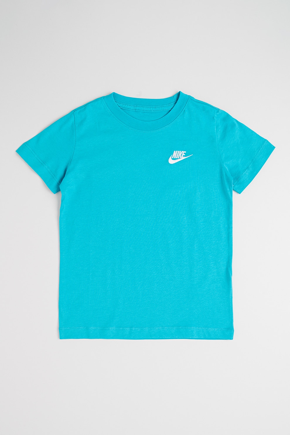 Nike, Tricou din bumbac cu decolteu la baza gatului Futura, Turcoaz, 137-147 CM
