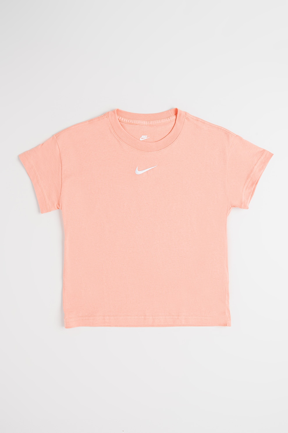 Nike, Tricou din bumbac cu detaliu logo, Piersica, 152-158 CM