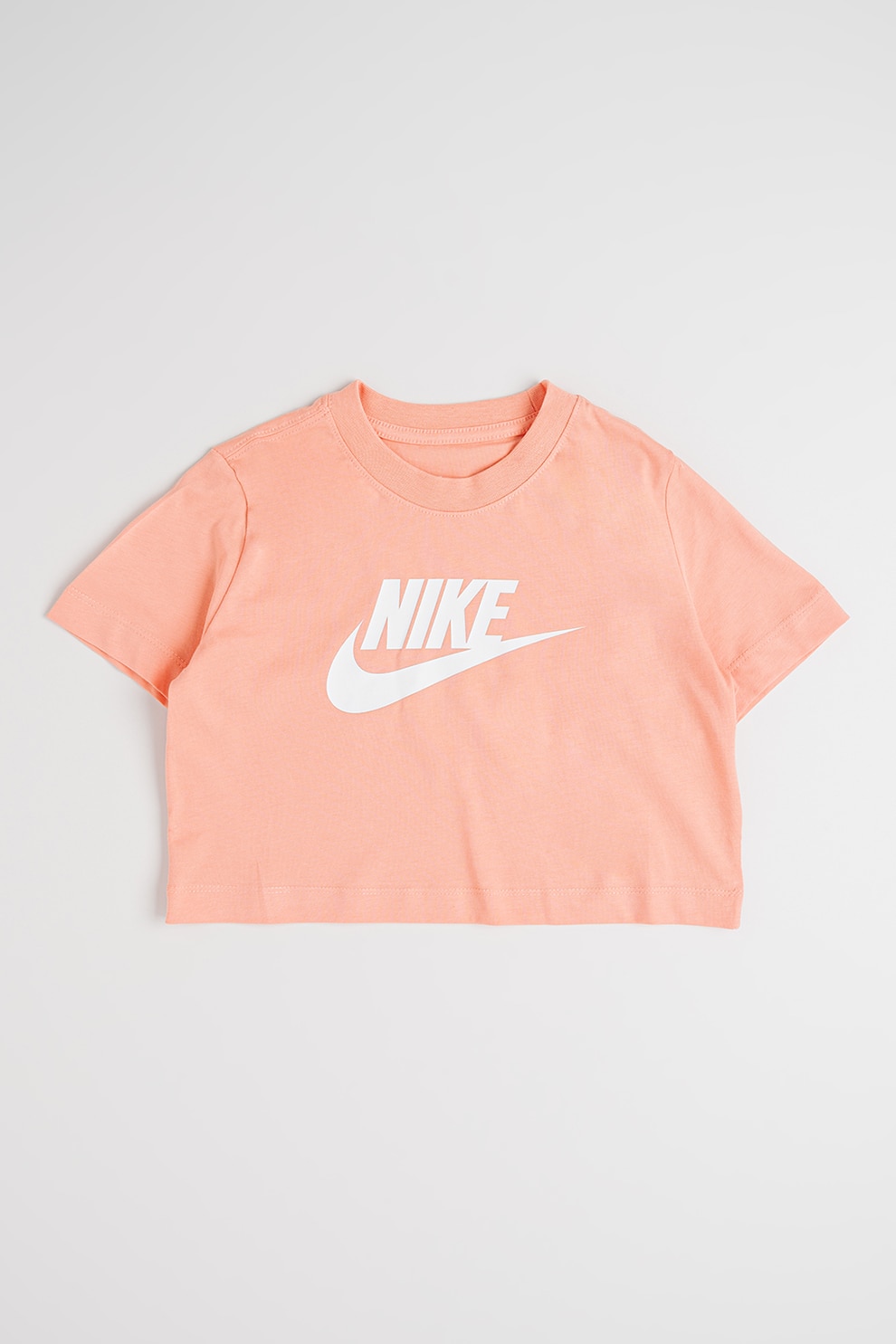 Nike, Tricou crop cu decolteu la baza gatului, Roz somon, 147-158 CM