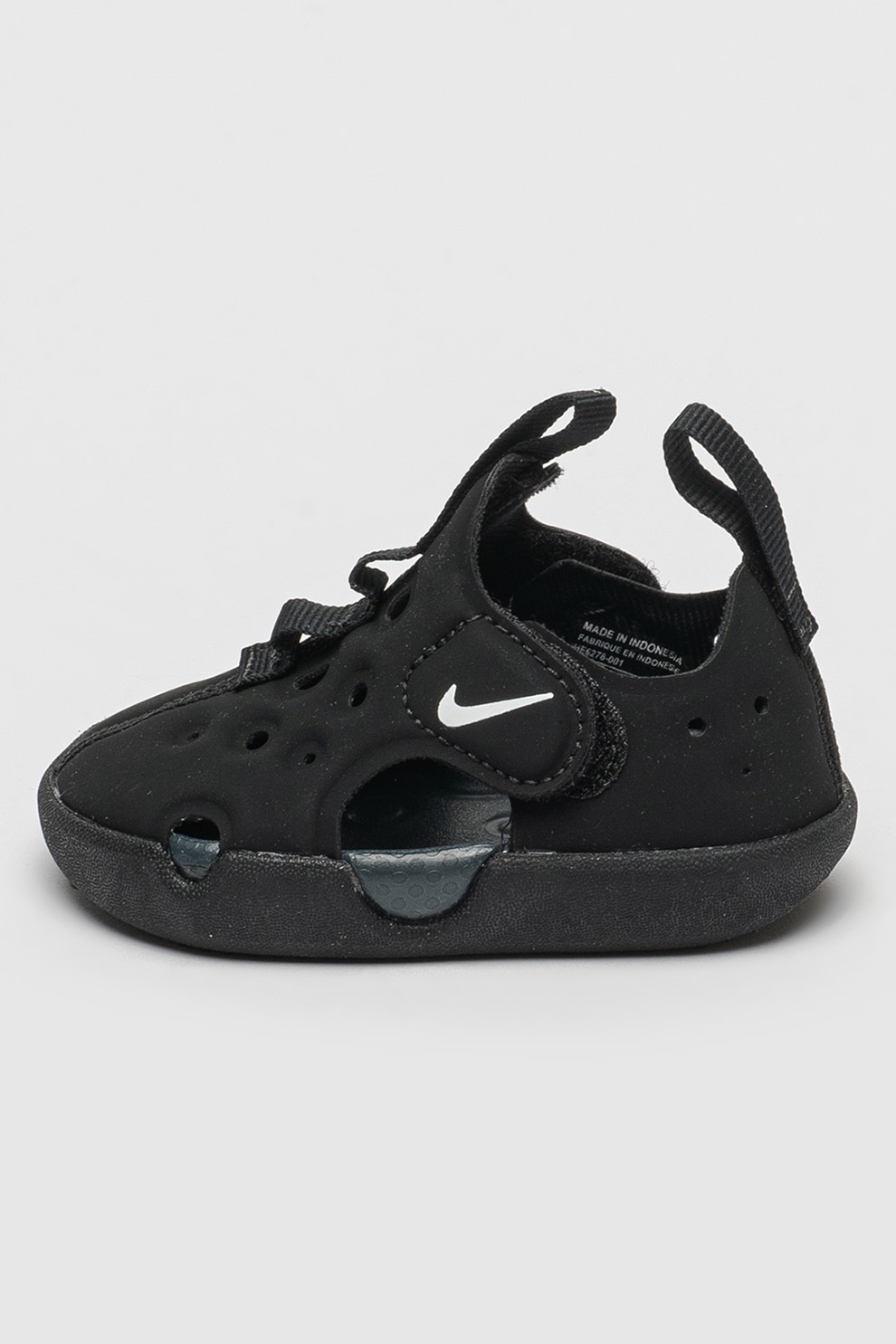 Nike, Sandale cu velcro si logo, Negru, 18.5 EU