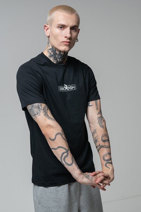 Nike, Тениска с овално деколте, Бял/Черен