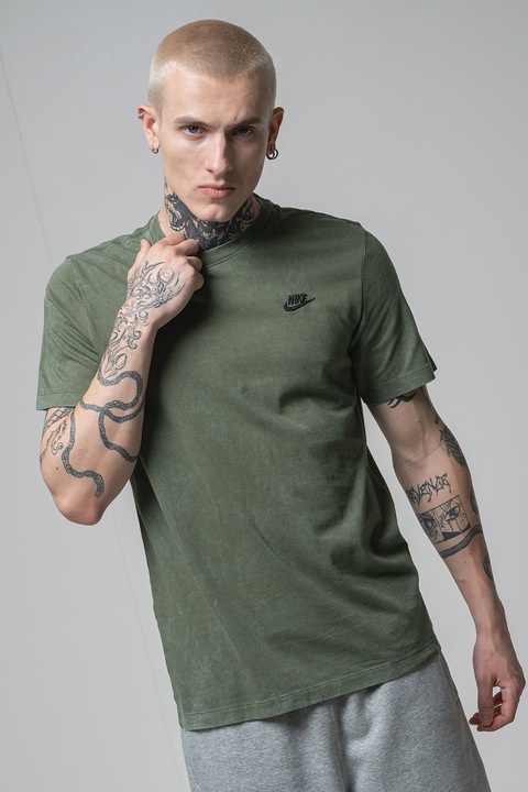 Nike, Памучна тениска с лого, Папратово зелено, S