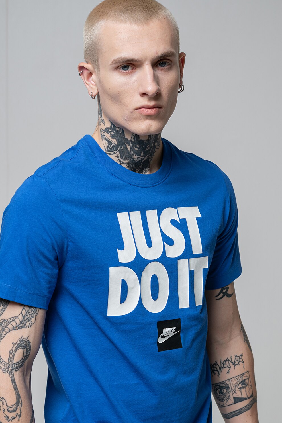 Nike, Tricou regular fit din bumbac cu imprimeu Sportswear, Albastru royal, M