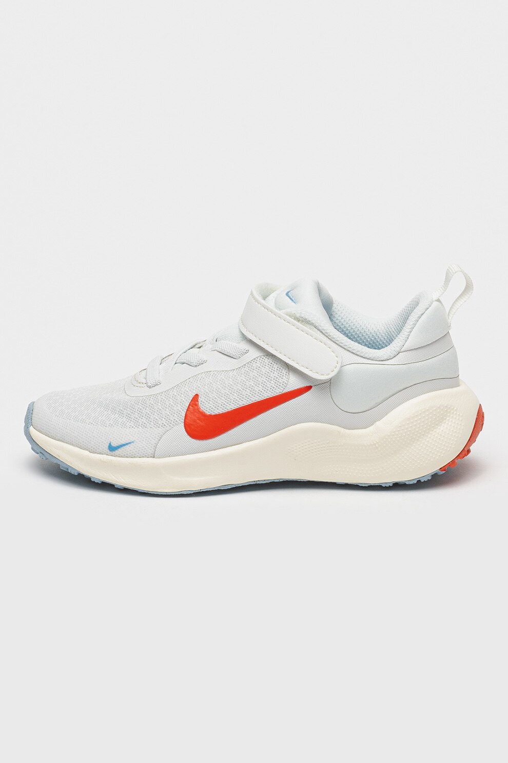 Nike, Pantofi cu amortizare si velcro, pentru alergare Revolution 7, Rosu, Albastru pal, 28 EU