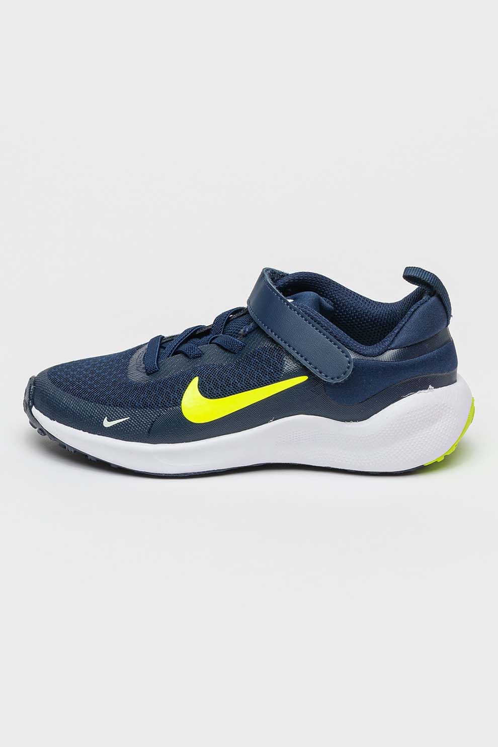 Nike, Pantofi din material textil cu velcro, pentru alergare Revolution 7, Albastru inchis, Crem, 31 EU
